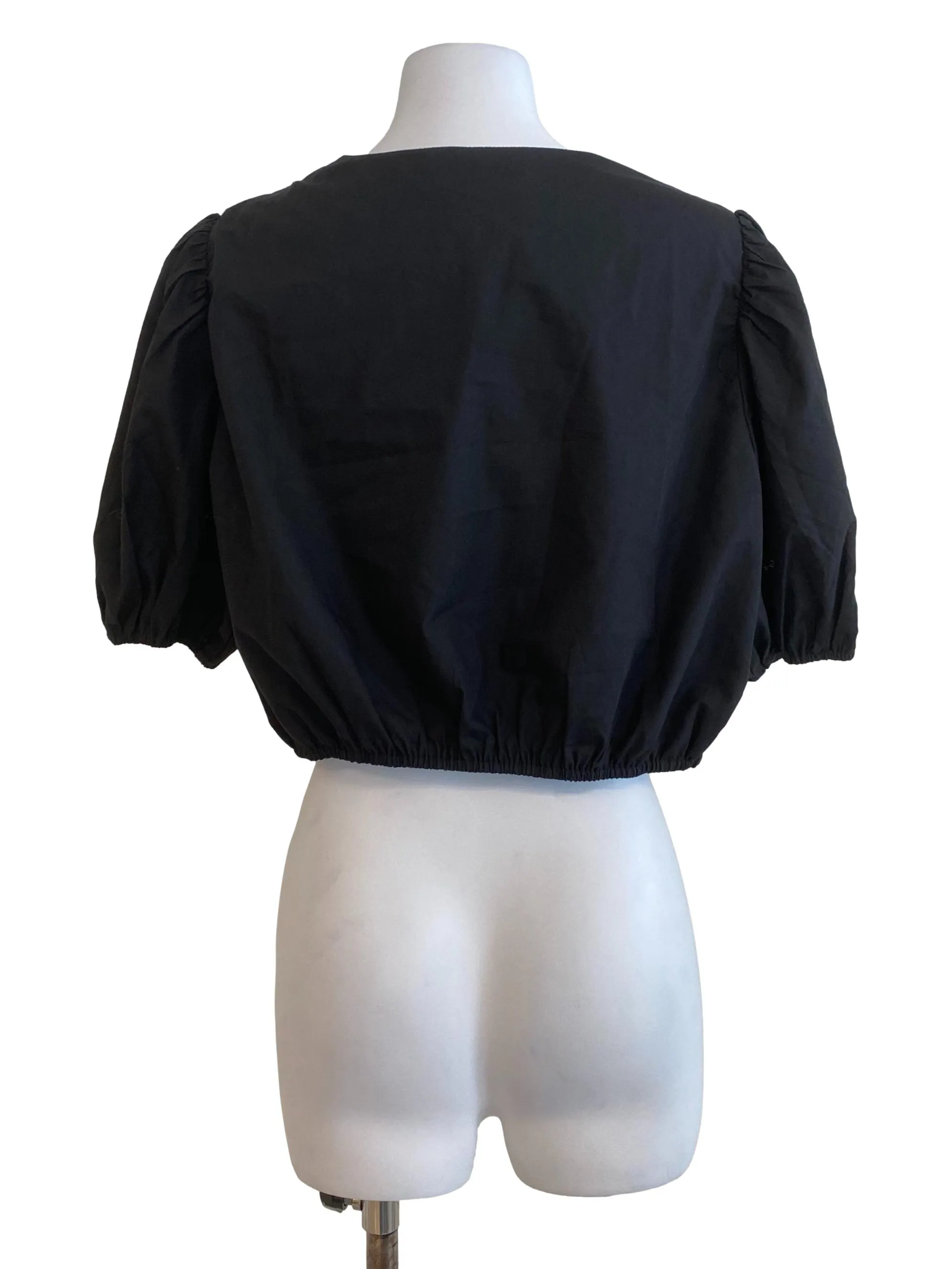 Shadow Black Puff Sleeve Cardigan