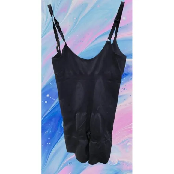 SHAPERX Shapewear Tummy Control Open Bust Thigh Slimmer Faja SMALL Black NWT
