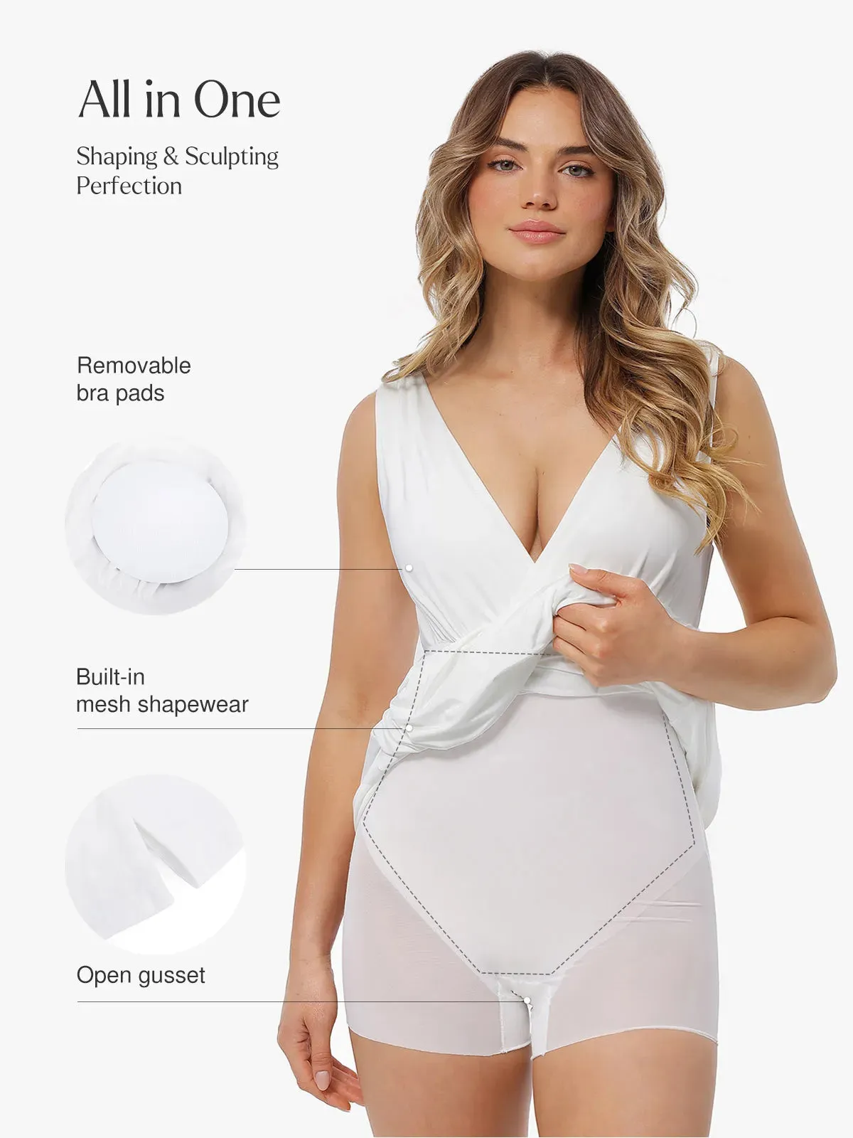 Shapewear Goddess Deep V-Neck Front Slit Maxi Dress