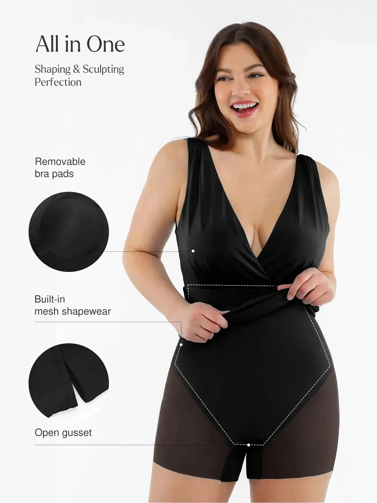 Shapewear Goddess Deep V-Neck Front Slit Maxi Dress