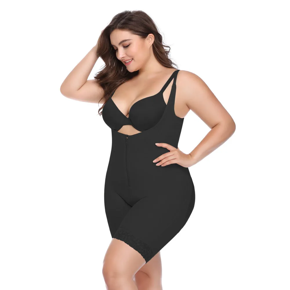 Shapewear Mid thigh Slimming bodysuit- Black