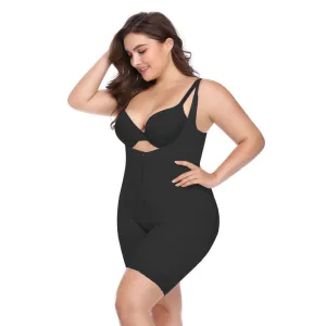 Shapewear Mid thigh Slimming bodysuit- Black