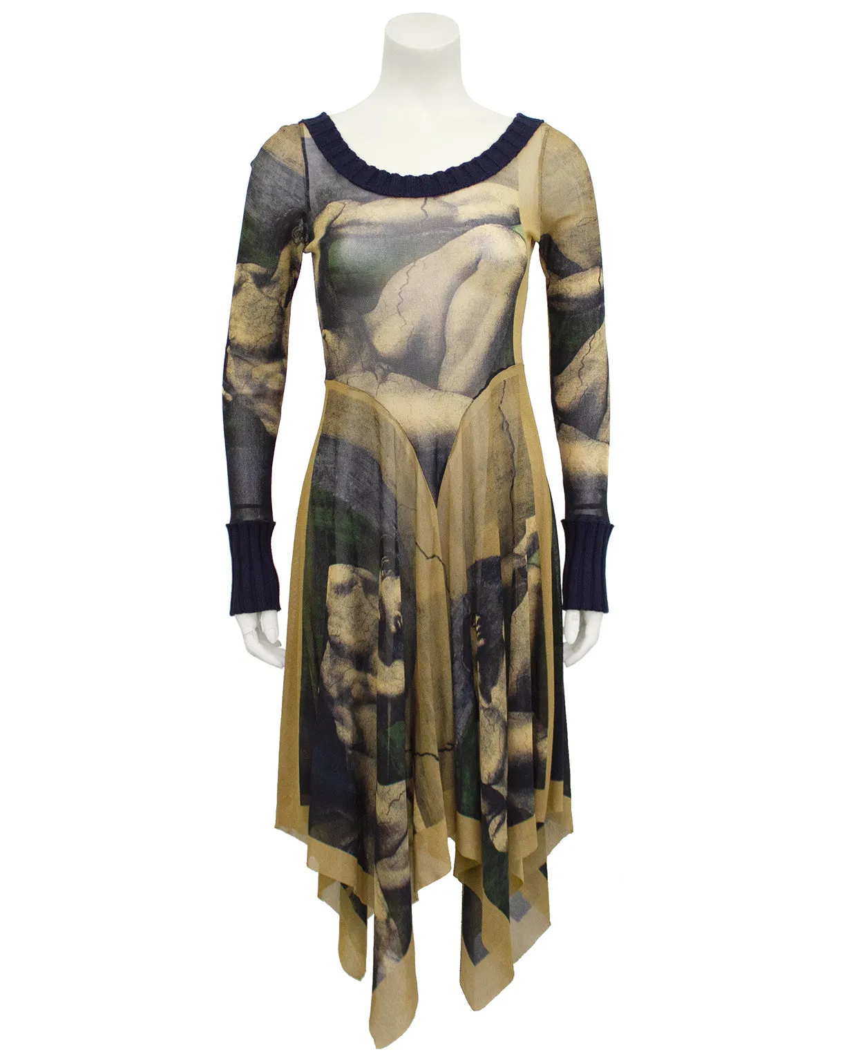 Sheer Hanky Hem Renaissance Sculpture Dress