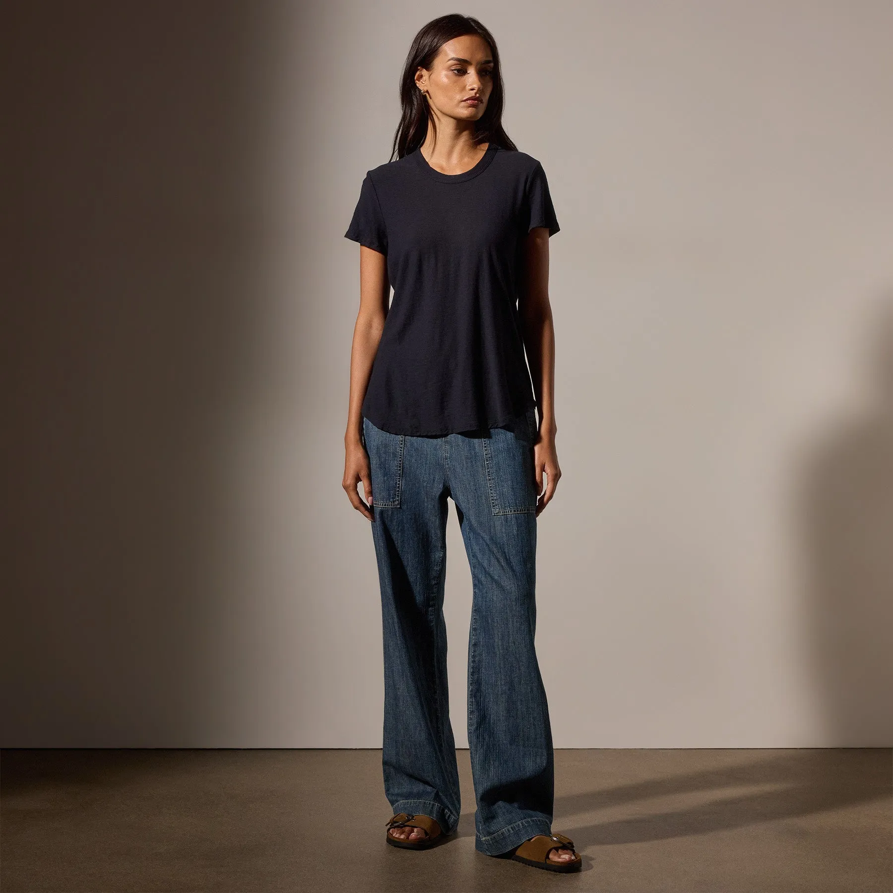 Sheer Slub Crew Neck Tee - Deep