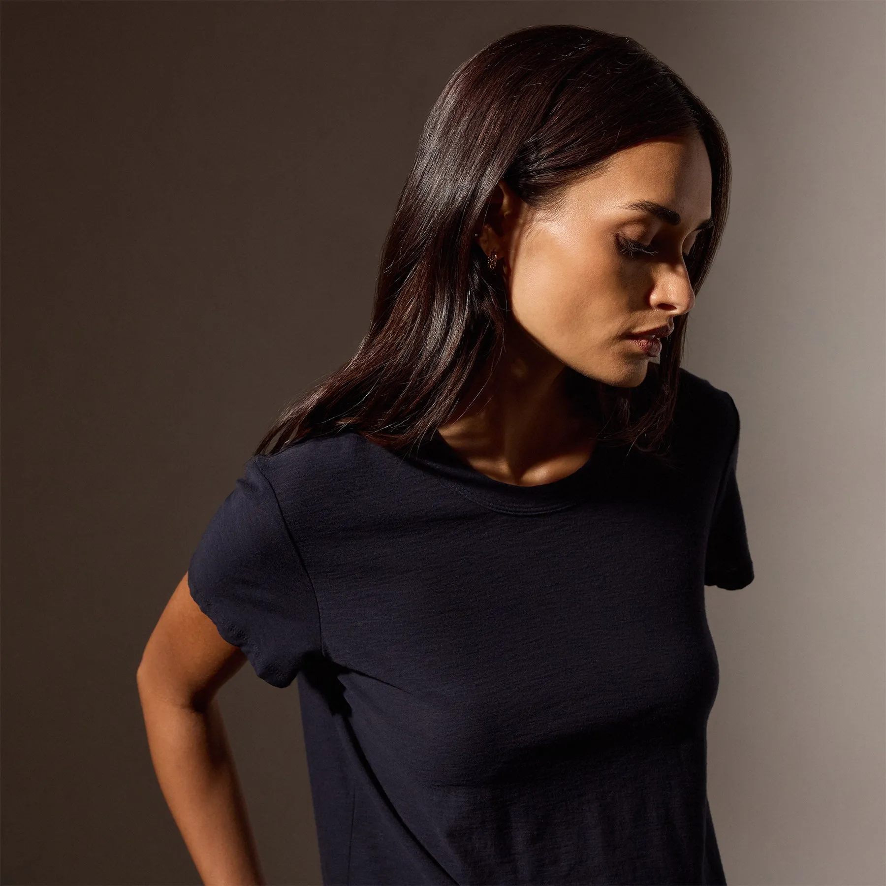 Sheer Slub Crew Neck Tee - Deep