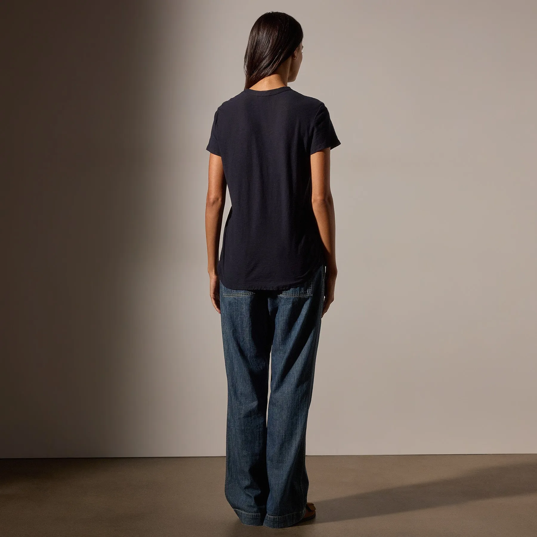 Sheer Slub Crew Neck Tee - Deep