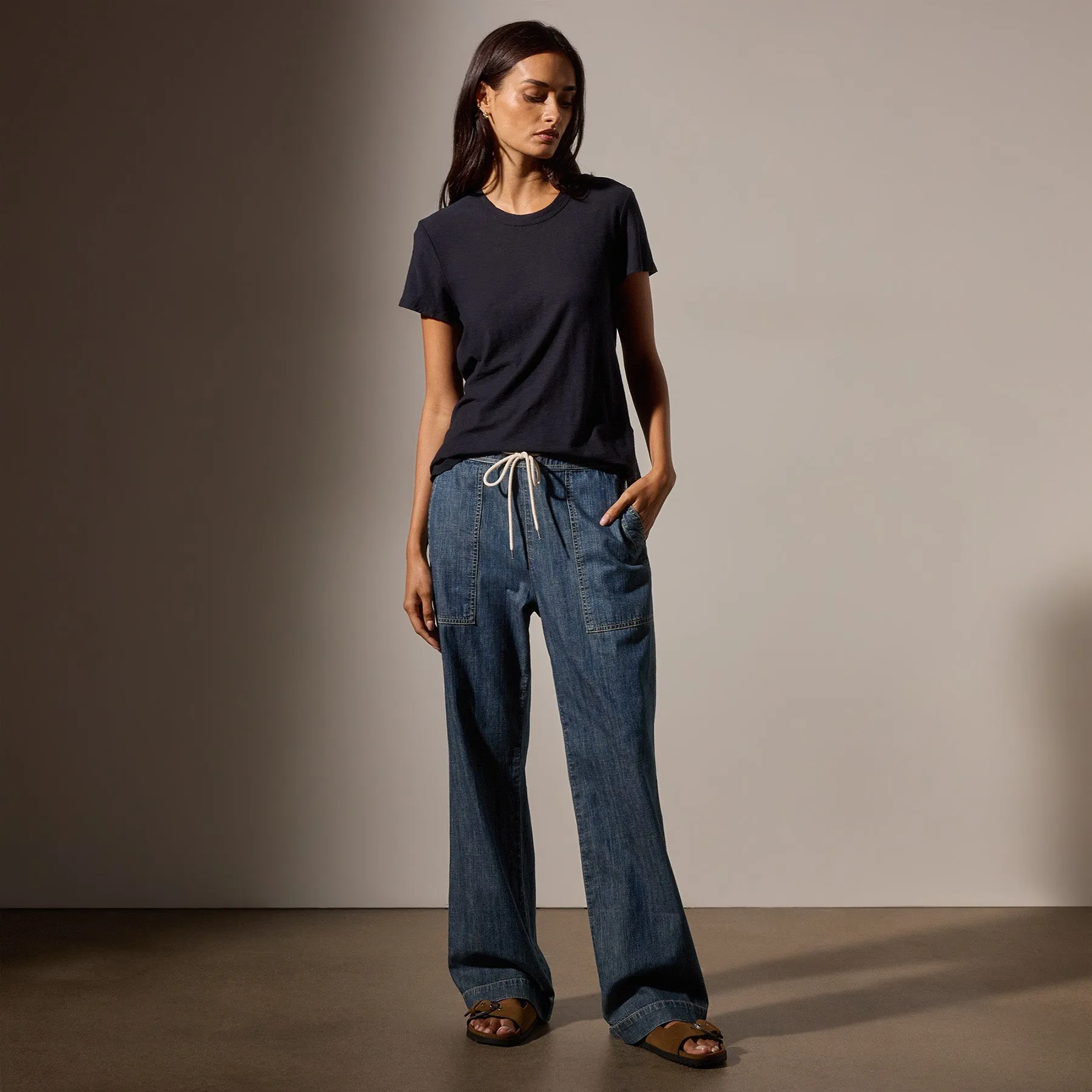 Sheer Slub Crew Neck Tee - Deep