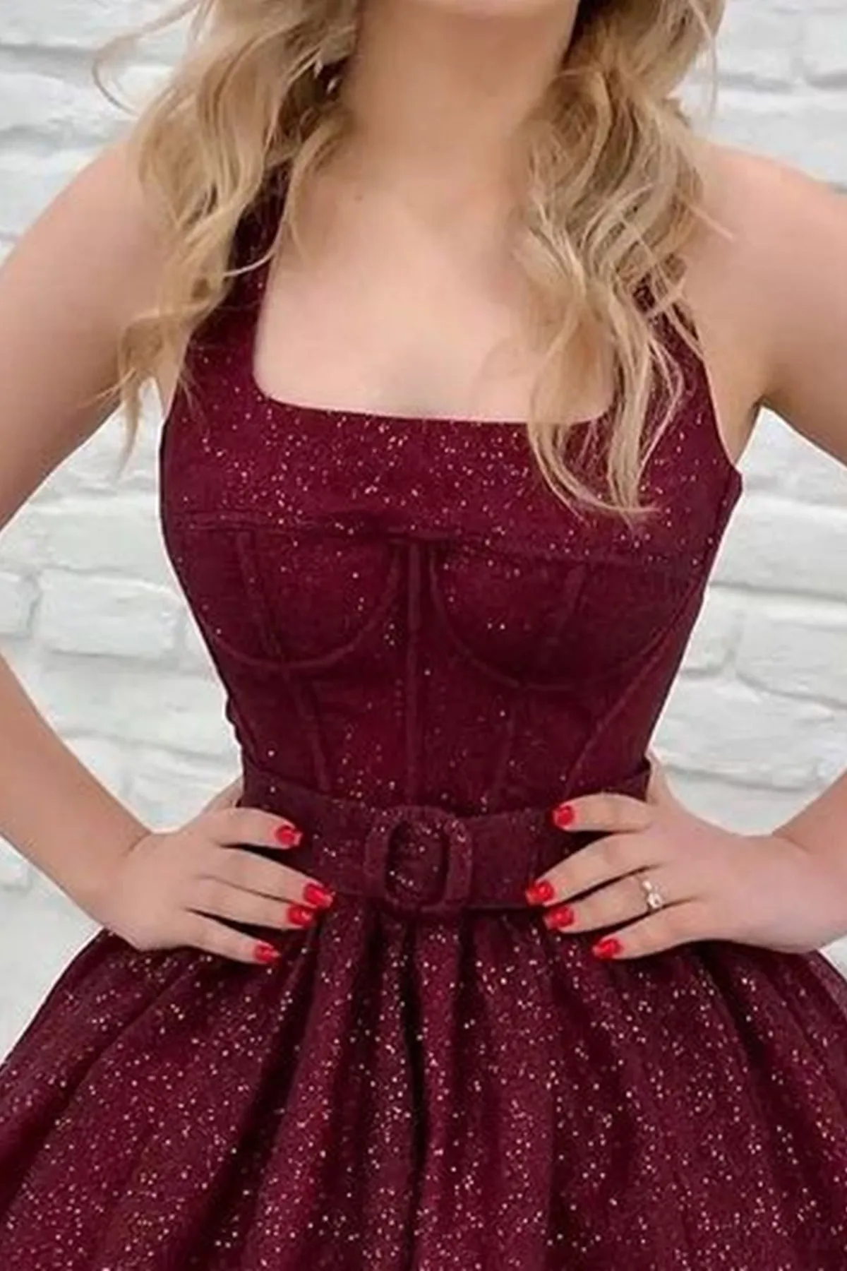 Shiny Halter Open Back Burgundy Prom Dresses Long, Open Back Maroon Formal Evening Dresses, Burgundy Ball Gown A1870