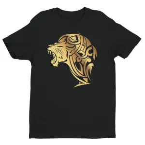 Short Sleeve Fitted Gold Lion T-shirt - Black