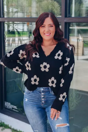 Shower Me In Daisies Sweater - Black