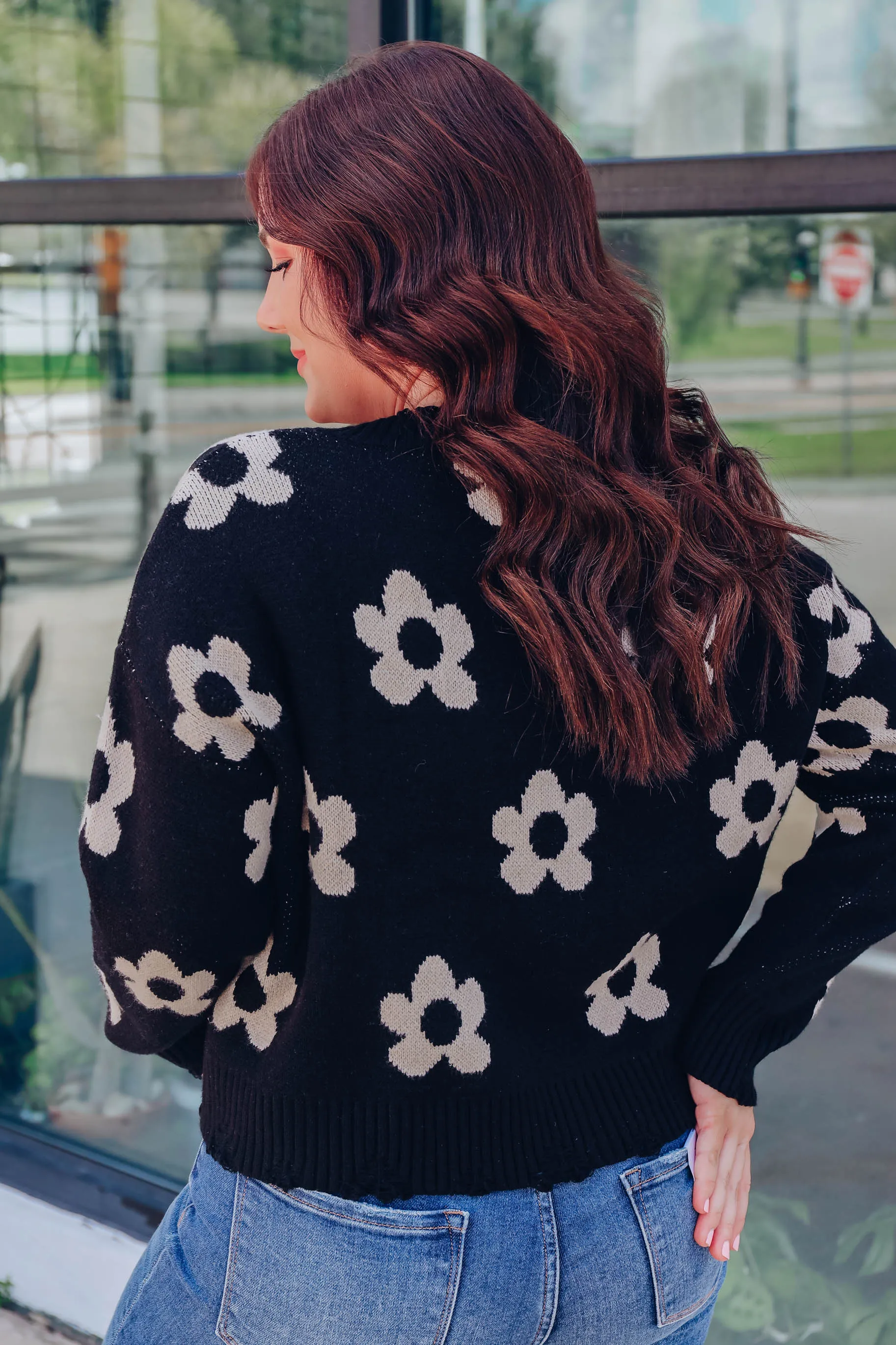 Shower Me In Daisies Sweater - Black