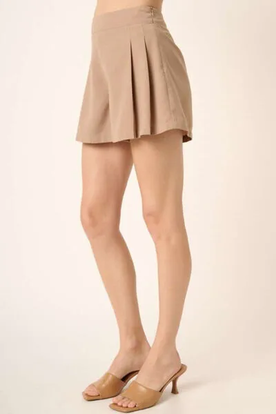 Side Invisible Zipper Pleated Shorts