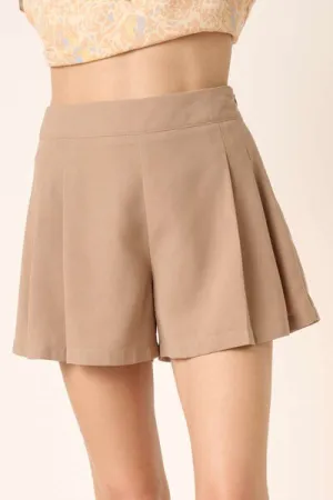 Side Invisible Zipper Pleated Shorts