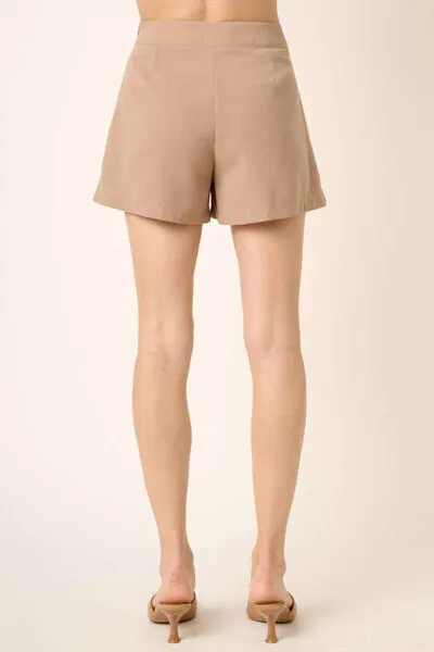 Side Invisible Zipper Pleated Shorts
