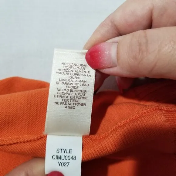 SIGRID OLSEN SWEATER XL SET SILK CARDIGAN RHINESTONE CRYSTAL 3/4 SLEEVE ORANGE