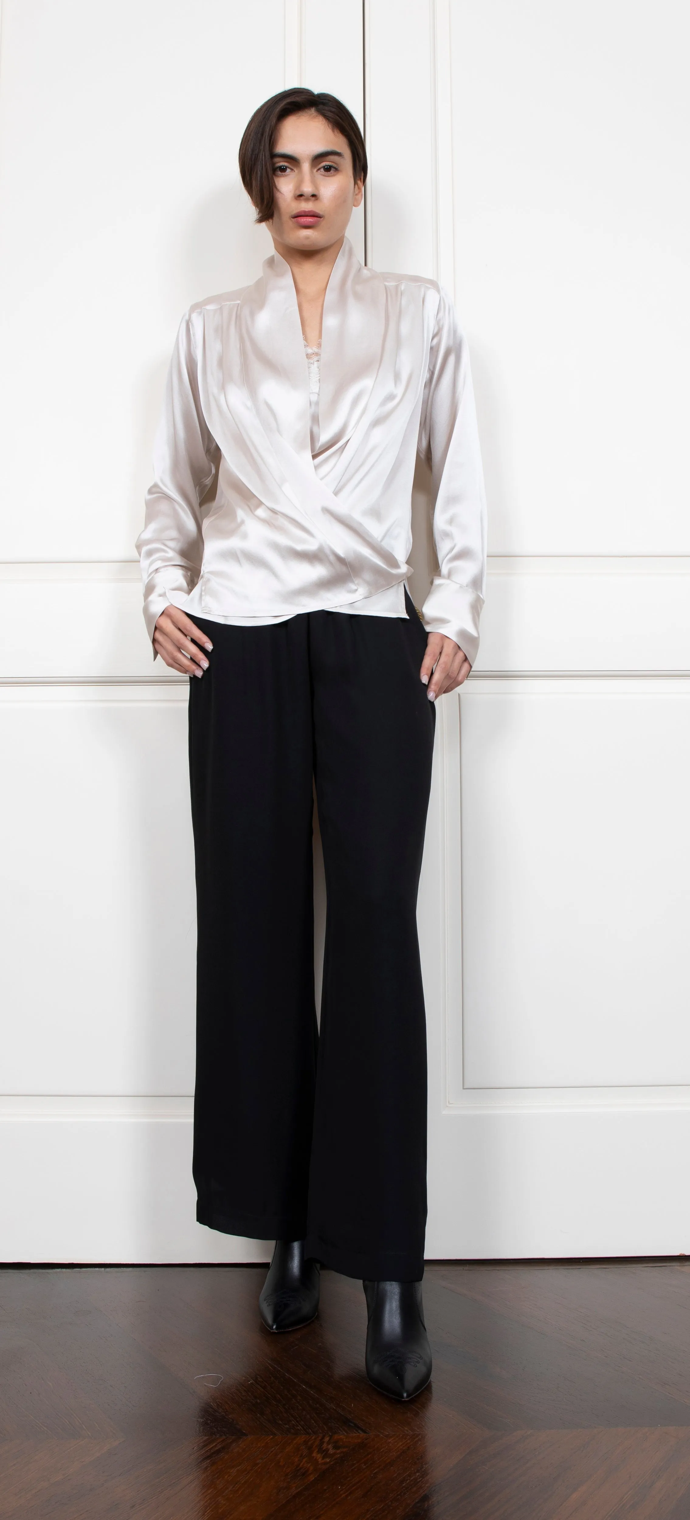 Silk Pleated Shrug - Antique White