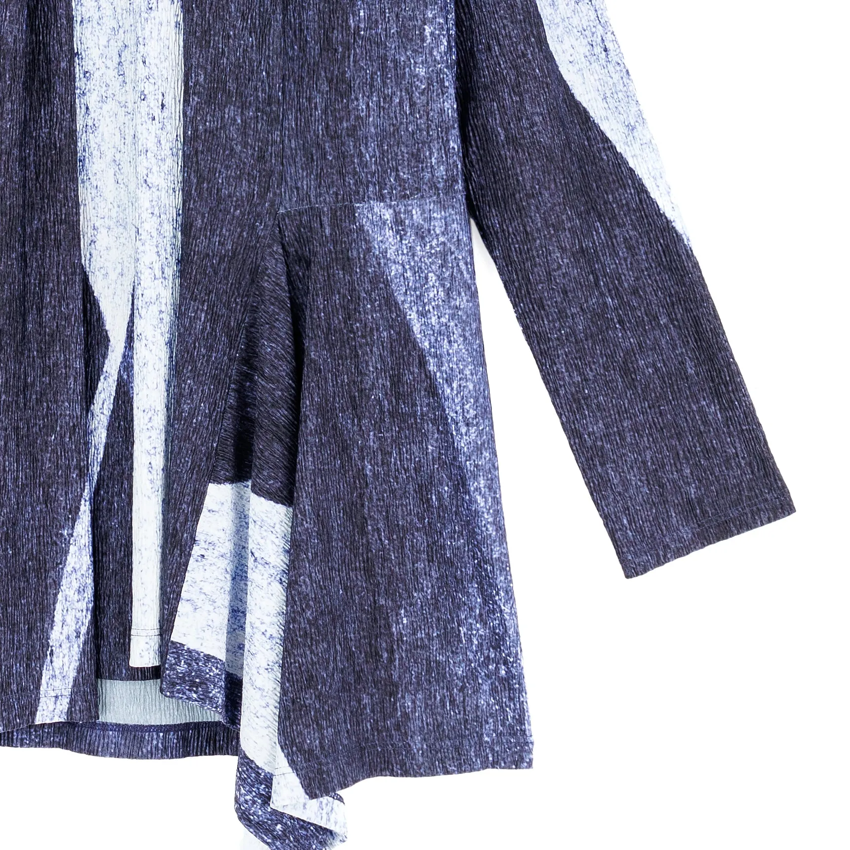Silky Pleat Knit - 2pc Draped Cardigan & Tank Twinset - Lunar Stripe