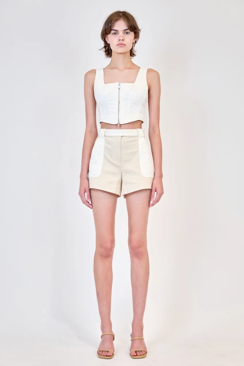 SIMKHAI - Lourie Belted Shorts - Ivory Multi