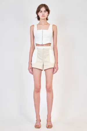 SIMKHAI - Lourie Belted Shorts - Ivory Multi