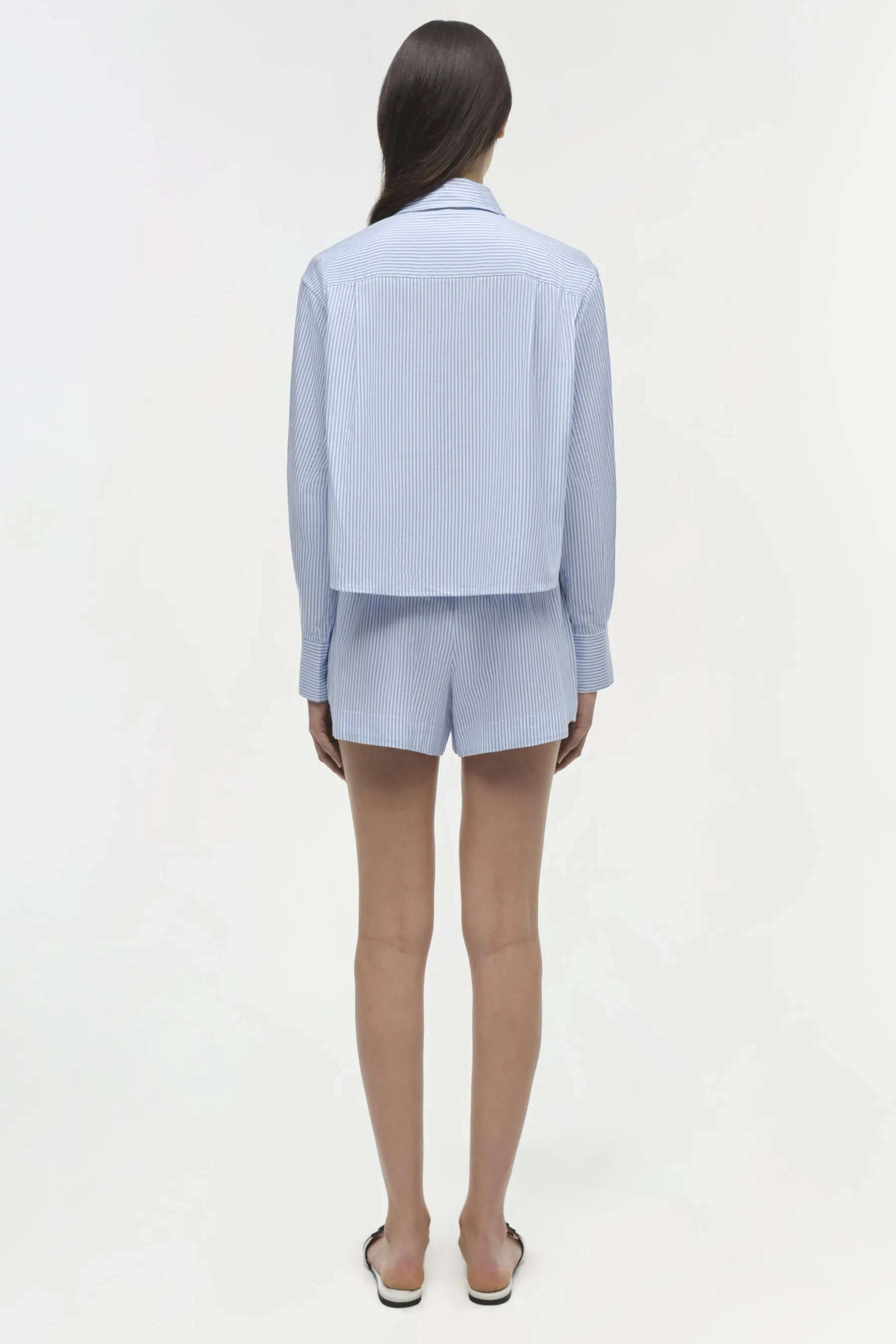 Simkhai Sarah Cotton Short in Blue Hydrangea Stripe