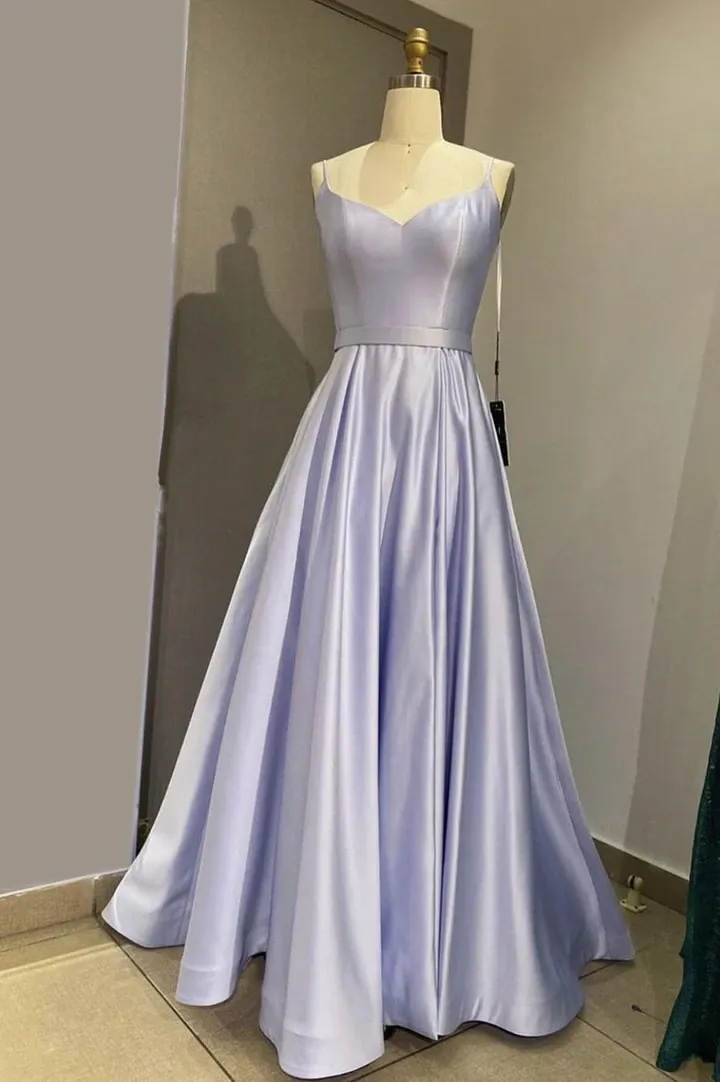 Simple A Line V Neck Green /Purple Satin Long Prom Dresses, Simple A Line V Neck Green /Purple Satin Long Formal Evening Dresses
