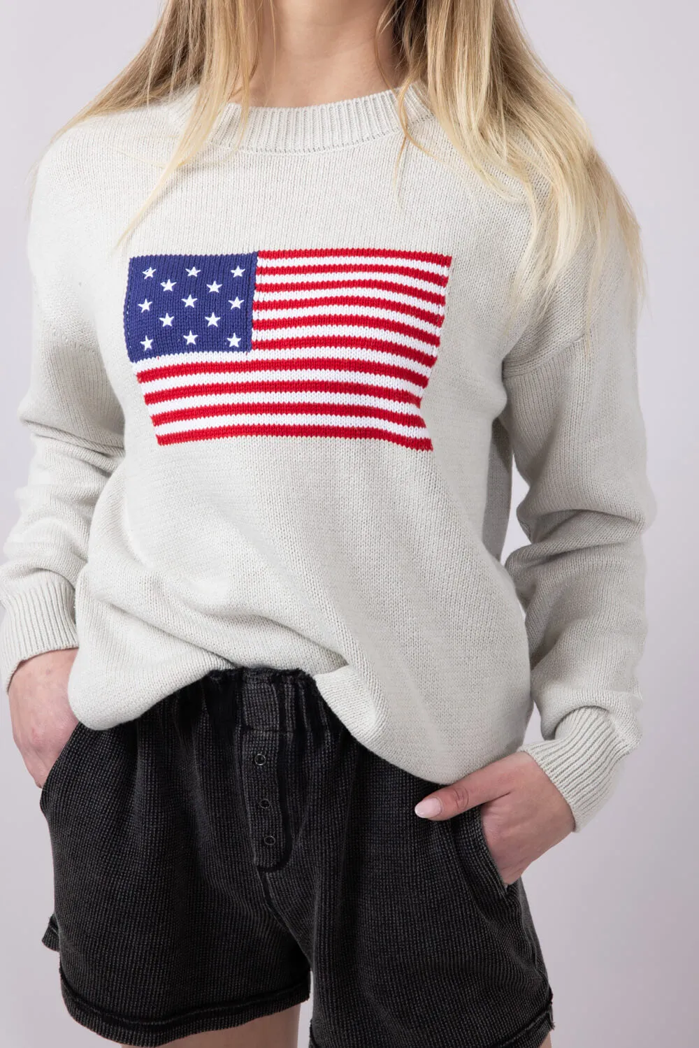Simply Southern USA Sweater for Women in Grey | 0125-MN-SWTR-USA-GRY