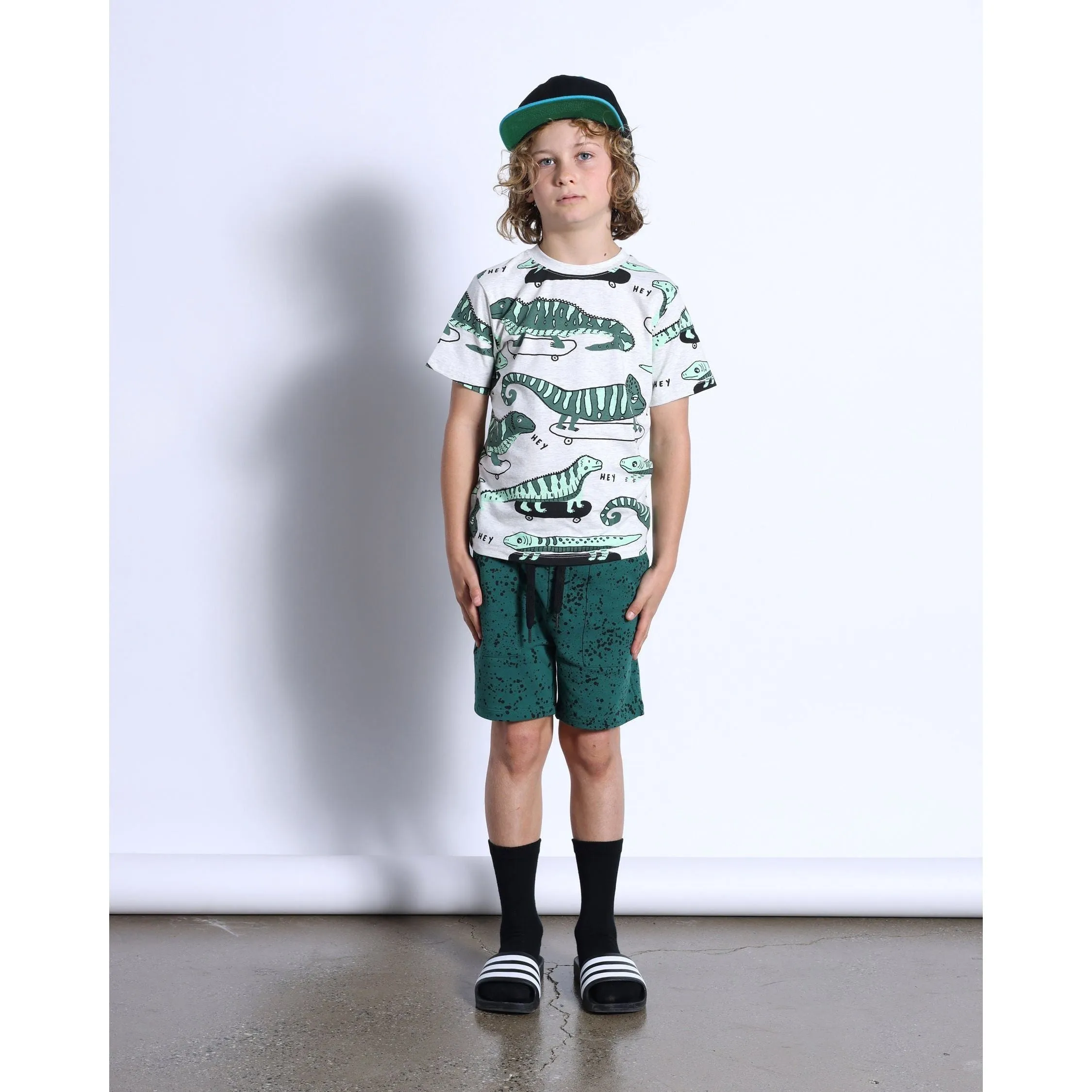 Skate Lizards Tee- White Marle