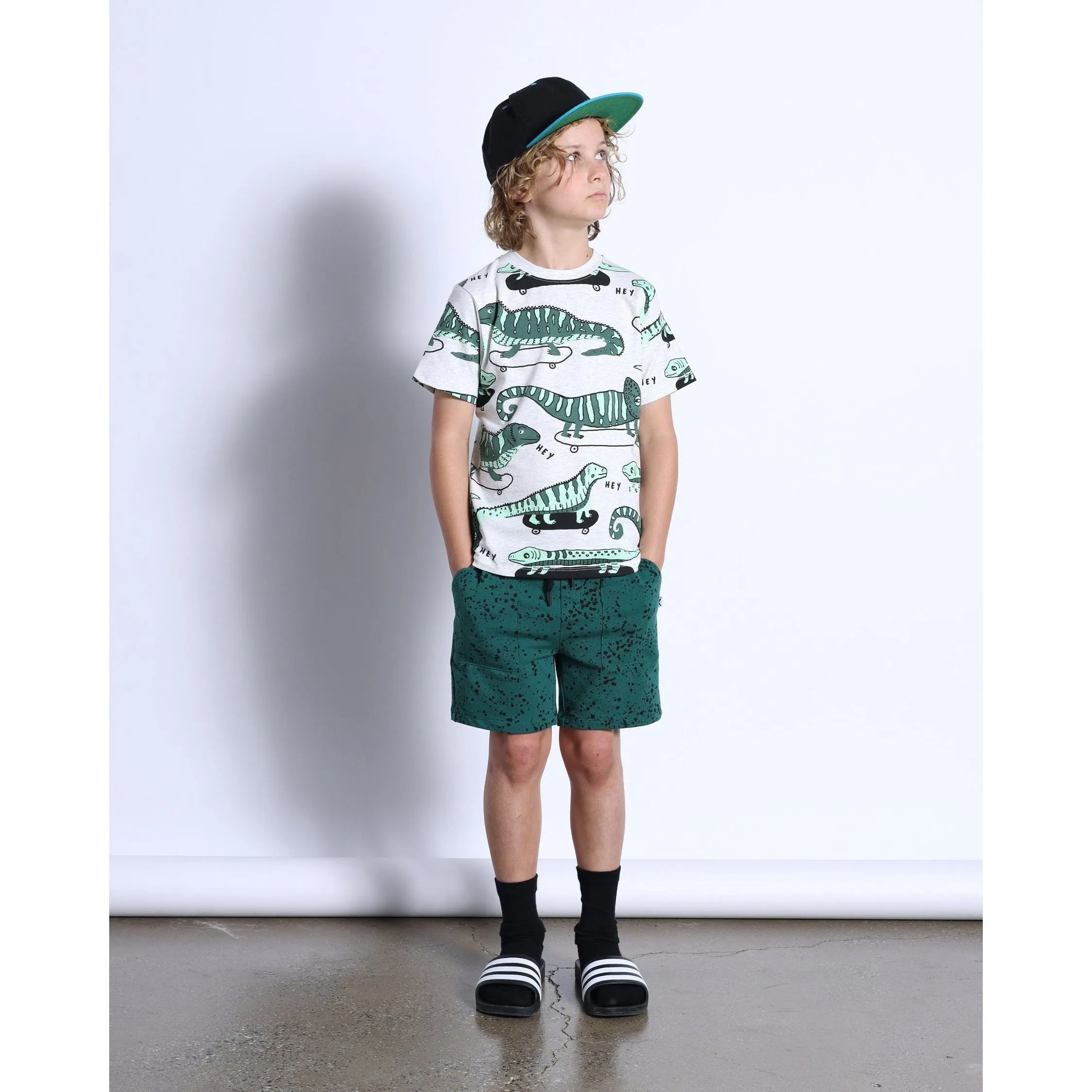 Skate Lizards Tee- White Marle