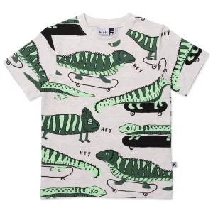 Skate Lizards Tee- White Marle