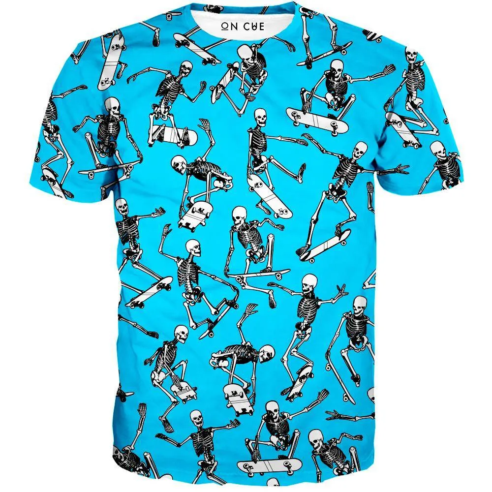 Skateboarding Skulls Blue T-Shirt
