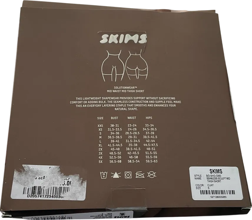SKIMS Beige Seamless Sculpt Mid Waist Mid Thigh Short- Clay UK S
