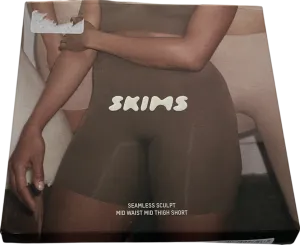 SKIMS Beige Seamless Sculpt Mid Waist Mid Thigh Short- Clay UK S