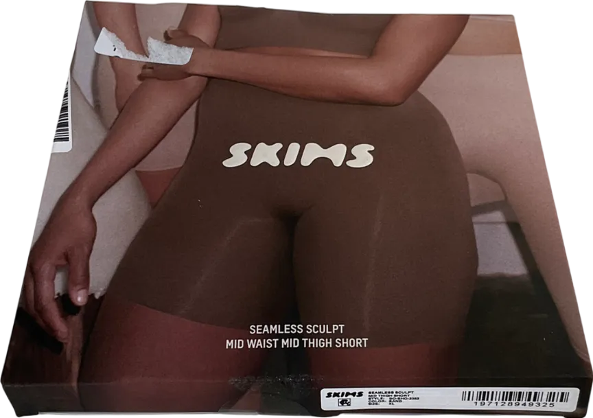 SKIMS Beige Seamless Sculpt Mid Waist Mid Thigh Short- Sand UK XL