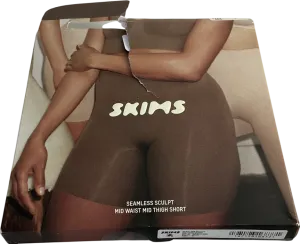 SKIMS Beige Seamless Sculpt Mid Waist Mid Thigh Short Sleeve- Sand UK S