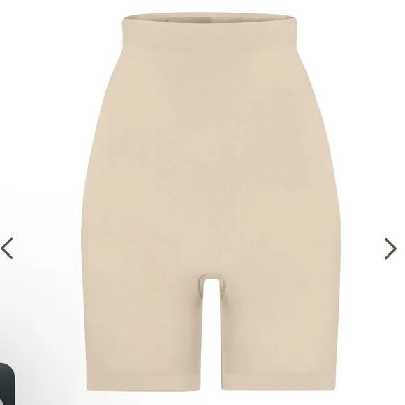 SKIMS Seamless Sculpt High Waist Above The Knee Shaping Shorts In Sand Nude