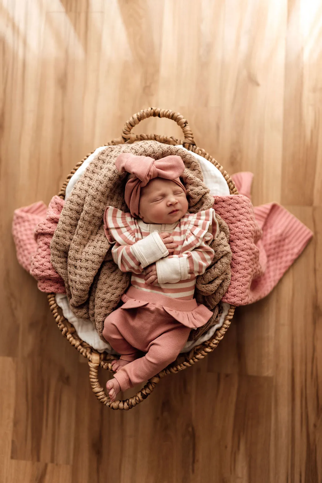 Snuggle Hunny Organic Ribbed Long Sleeve Bodysuit - Rose Stripe