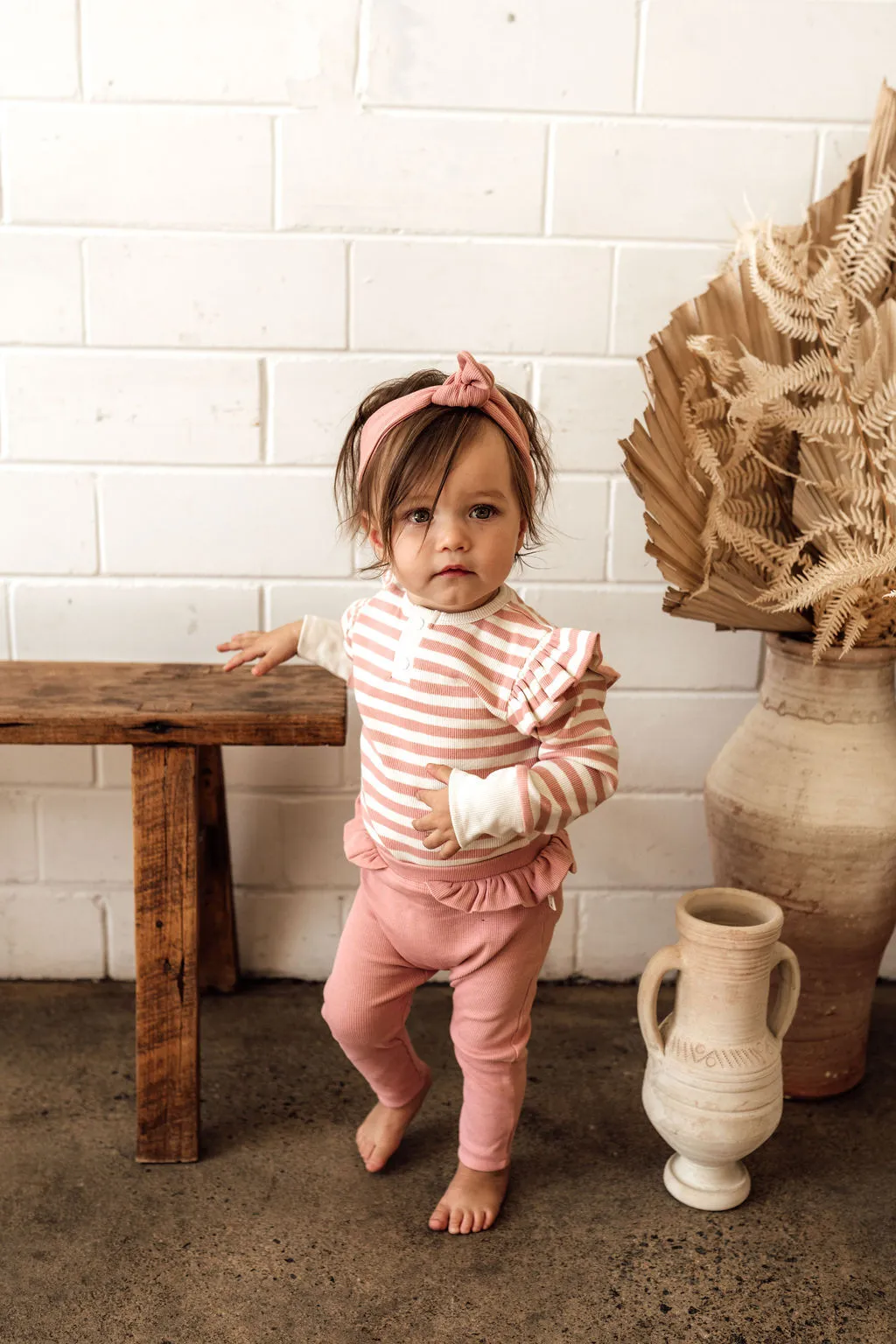 Snuggle Hunny Organic Ribbed Long Sleeve Bodysuit - Rose Stripe