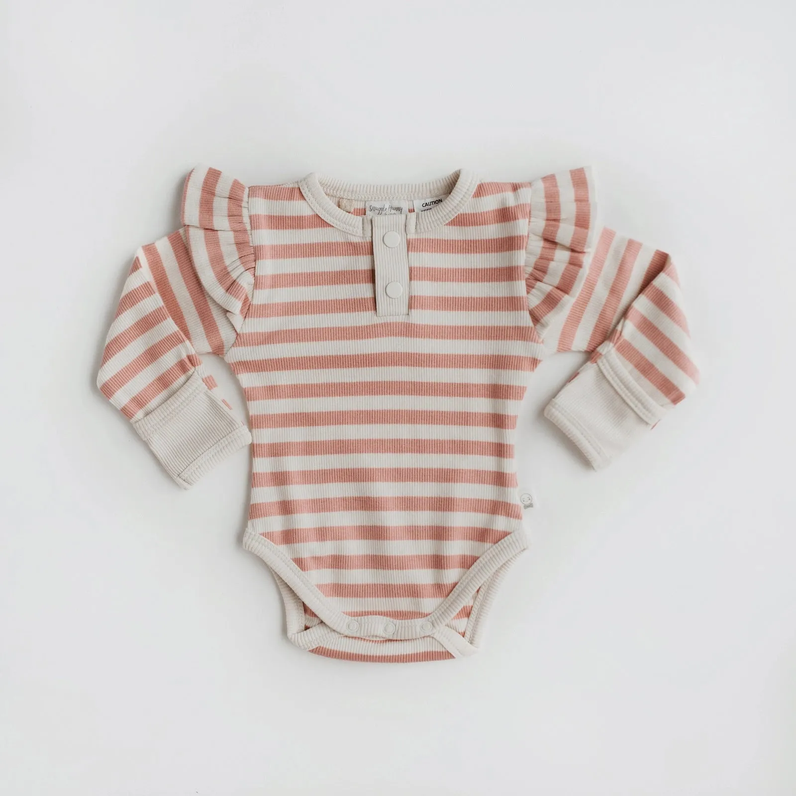 Snuggle Hunny Organic Ribbed Long Sleeve Bodysuit - Rose Stripe