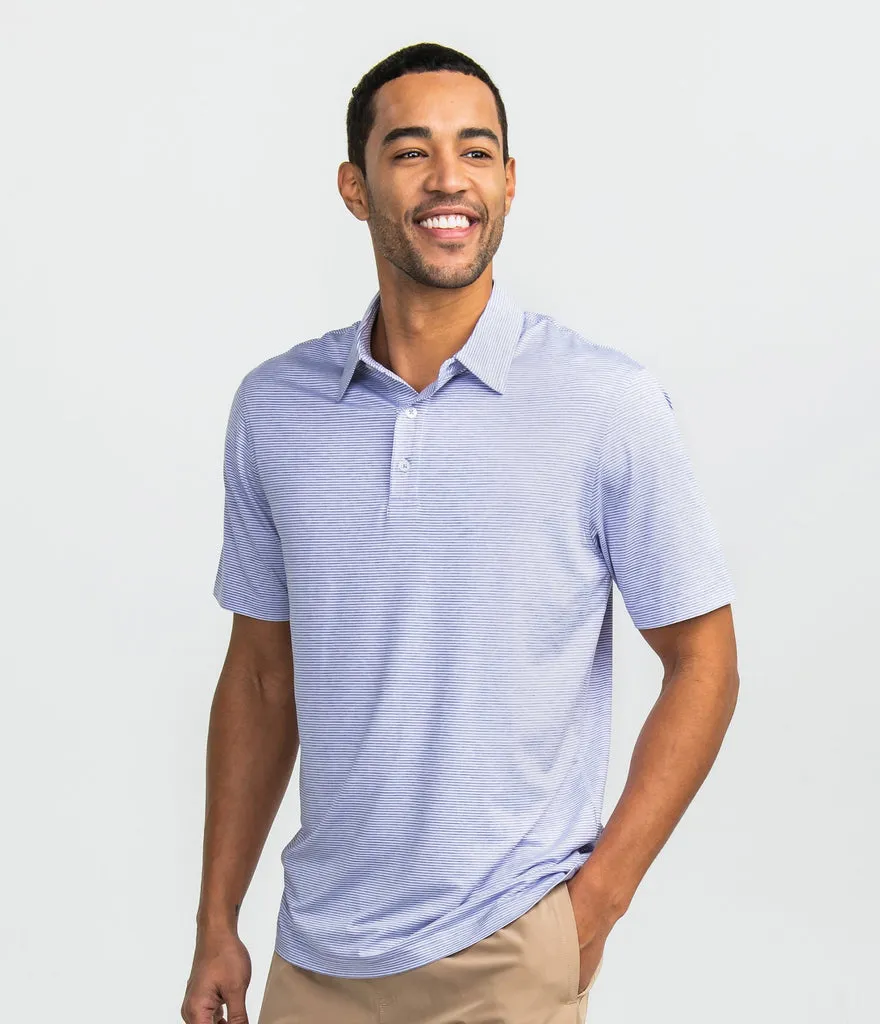Southern Shirt Heather Madison Stripe Polo - Iris
