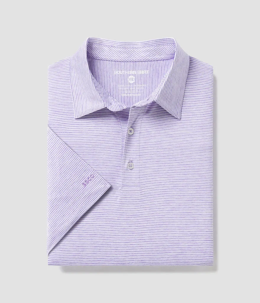 Southern Shirt Heather Madison Stripe Polo - Iris