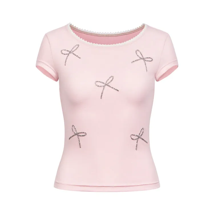 Sparkle Bow Ribbed Tee