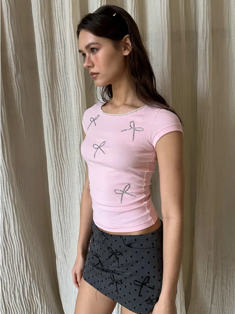 Sparkle Bow Ribbed Tee