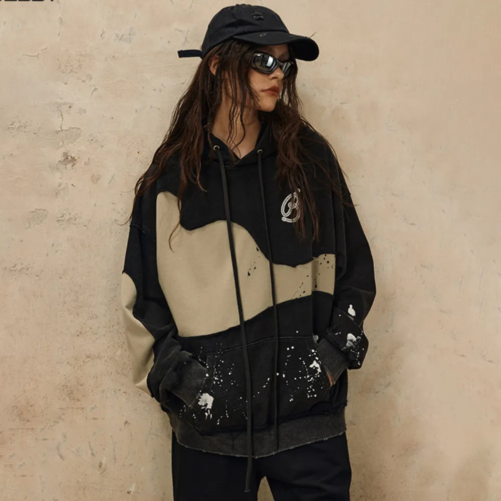 Splicing Ink Splash Hoodie