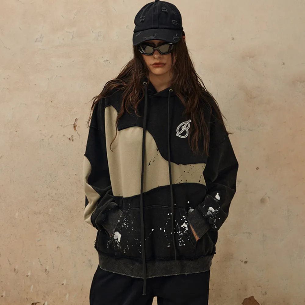 Splicing Ink Splash Hoodie
