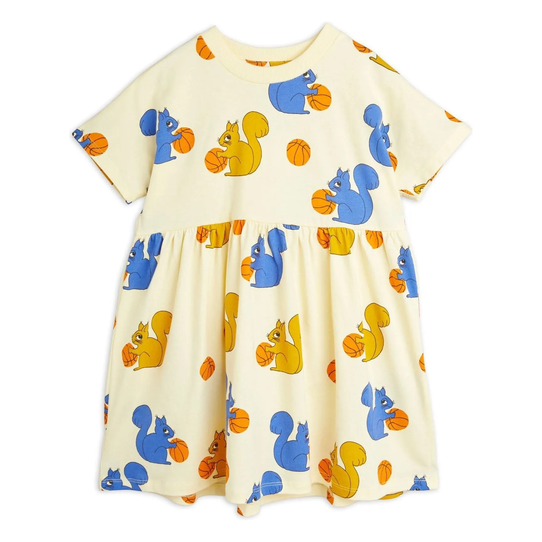 Squirrels Aop Ss Dress Rib Neck