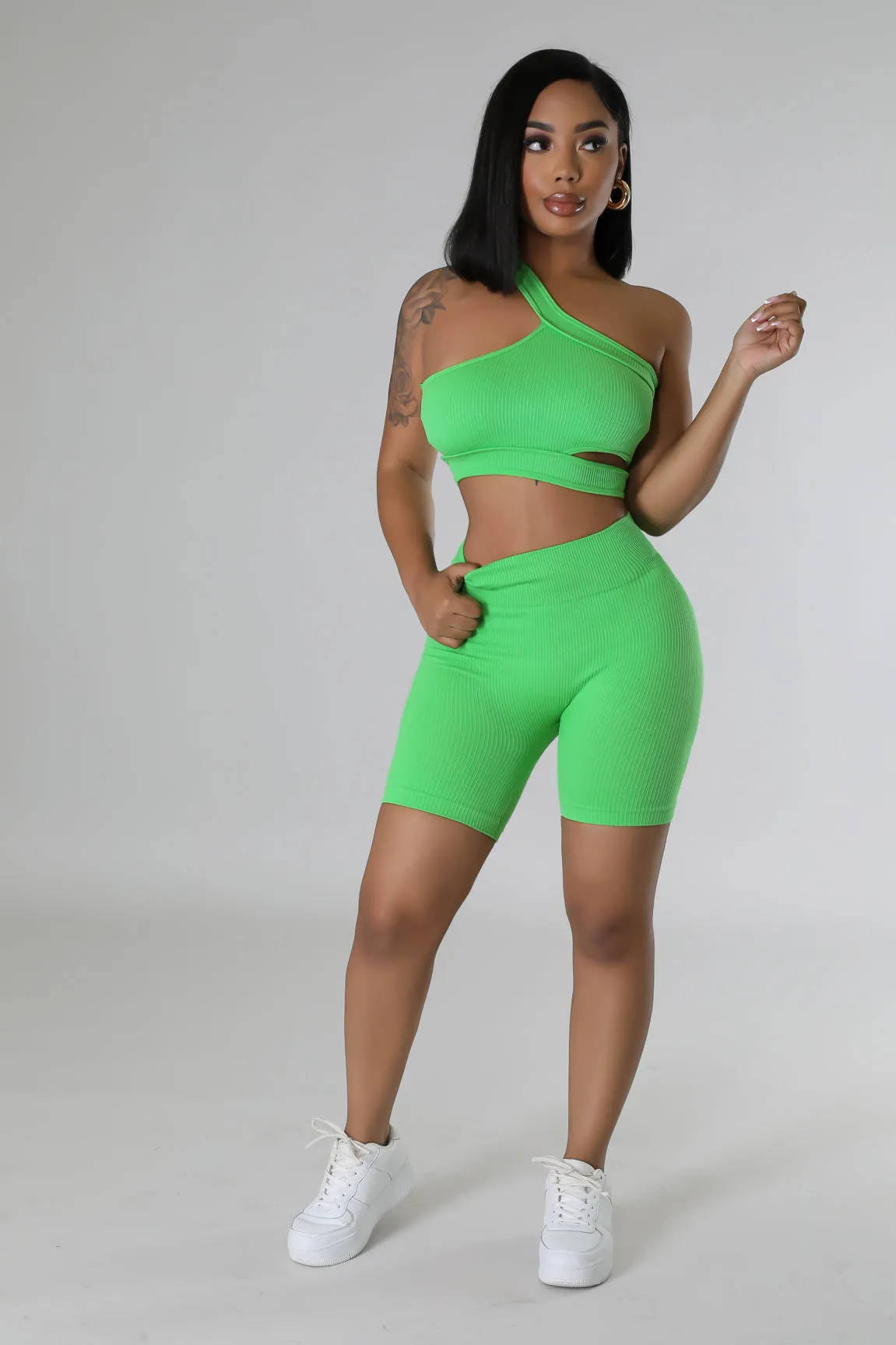 ST3541P-Seamless S/L Top & Shorts Set(2PCS)