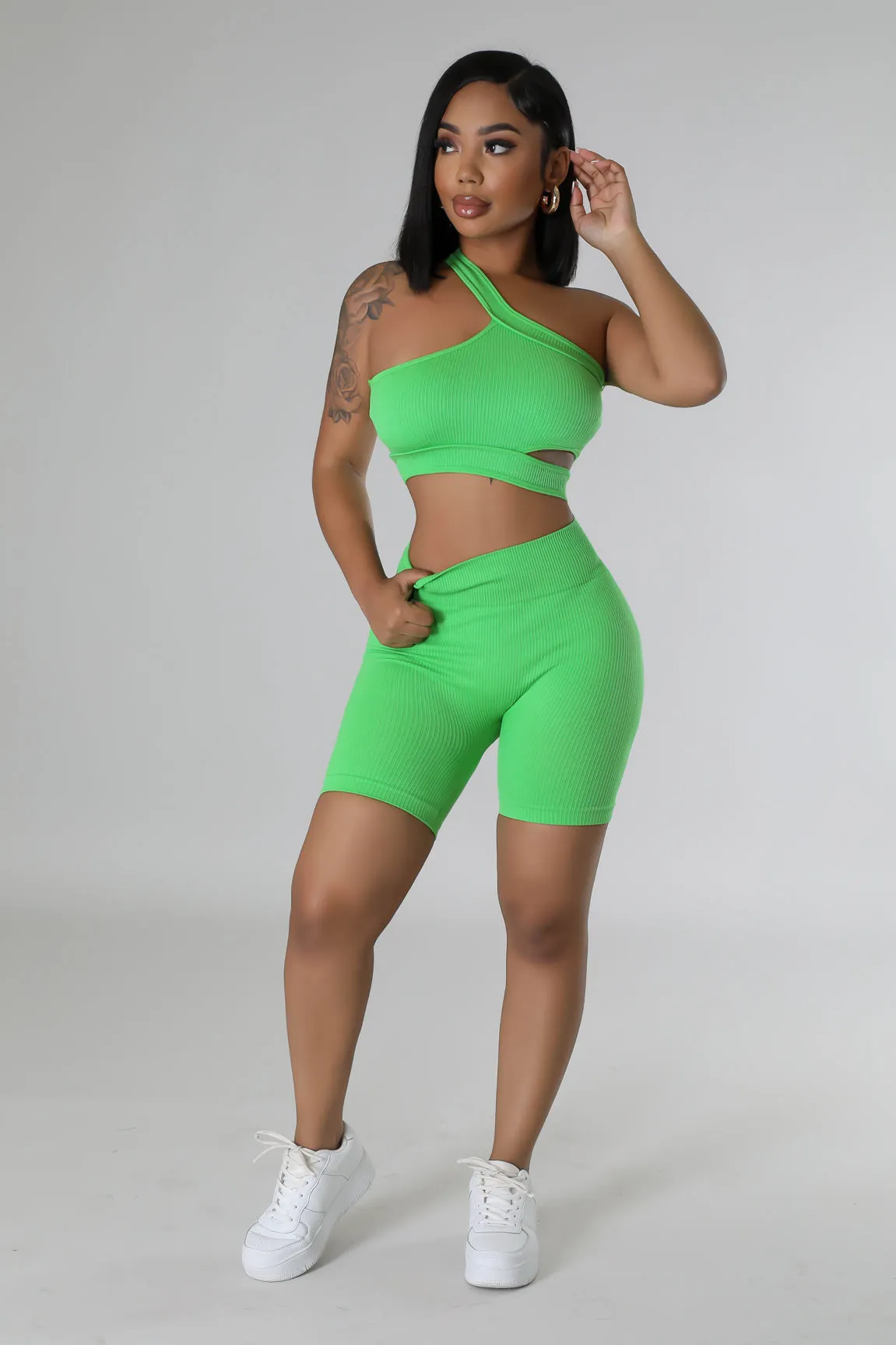 ST3541P-Seamless S/L Top & Shorts Set(2PCS)