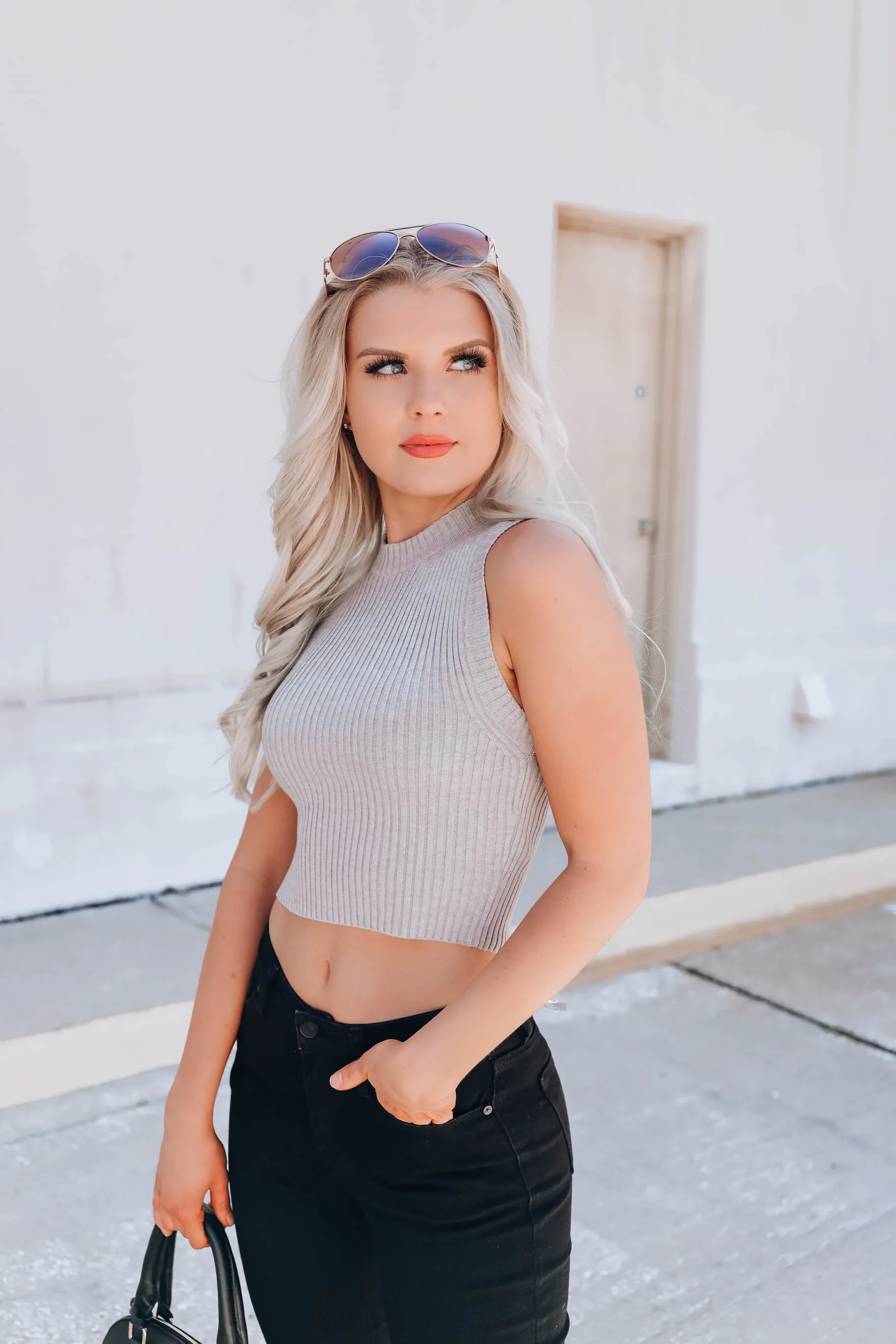 Staying On Trend Cropped Tank - H. Grey