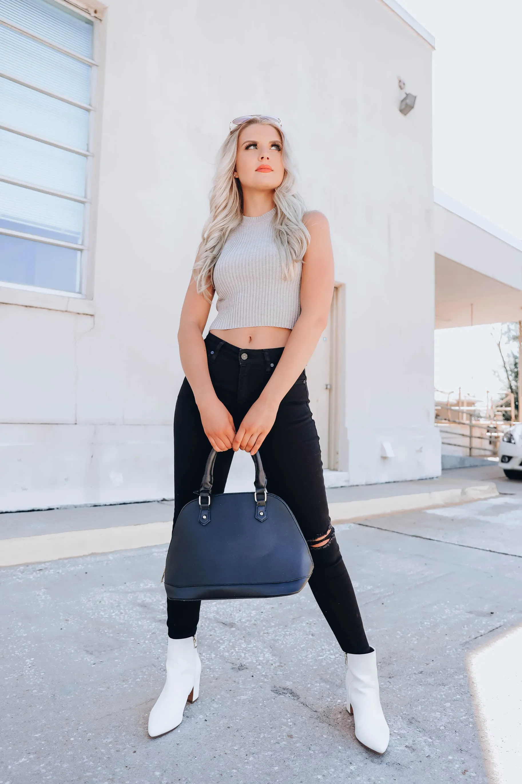 Staying On Trend Cropped Tank - H. Grey