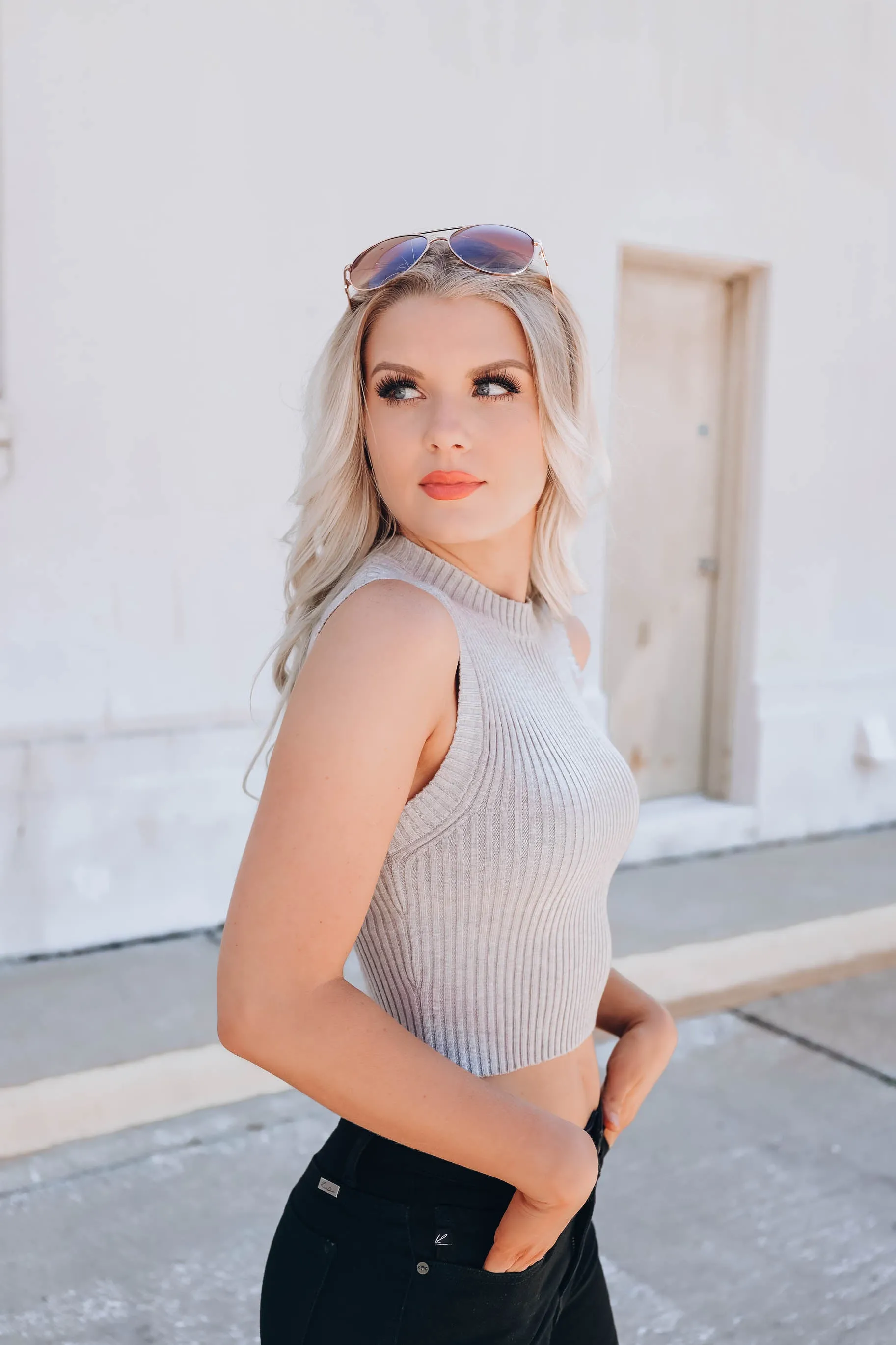 Staying On Trend Cropped Tank - H. Grey